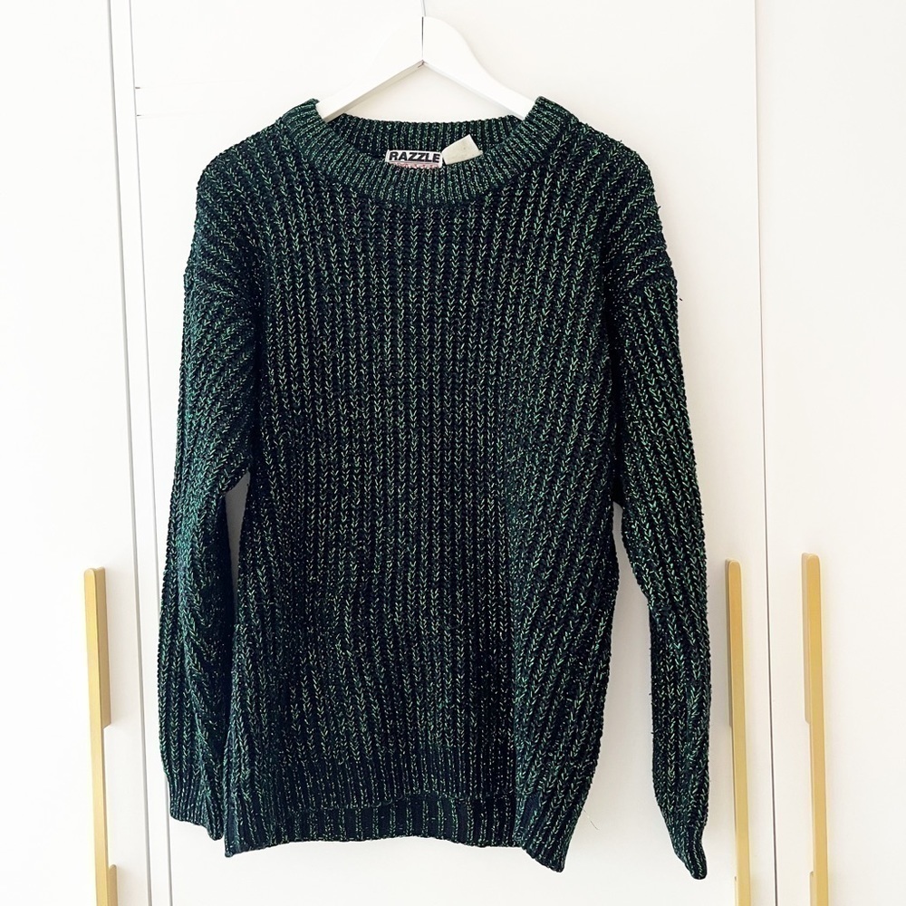Vintage Razzle Dazzle sweater with metallic threading throughout